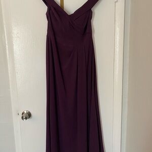 David's Bridal Off The Shoulder Purple Gown